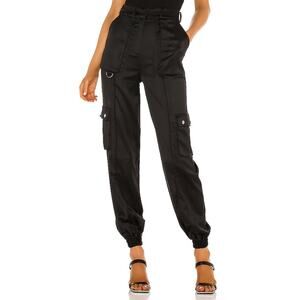 H:Ours 'Port' Black Satin Cargo Joggers Size M